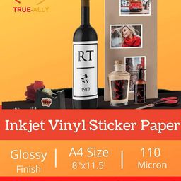 true-ally 25 Vinyl Sticker Photo Paper for Inkjet Printer (Pearl White) Self Adhesive, Waterproof, Dries Quickly, Tear Resistant DIY Sticker Printing Art Unruled A4 110 gsm Inkjet Paper-picture-13
