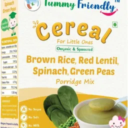 tummyfriendly foods Certified USDA Organic Sprouted Brown Rice, Red Lentil, Spinach, Green Peas Porridge Mix | Excellent Weight Gain Baby Food| Made of Sprouted Brown Rice | 200g Cereal-picture-22