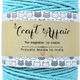 | 3ply Twisted Cotton Macrame Cord (20 M, 3mm) | Craft, DIY - Water Blue Water Blue-27