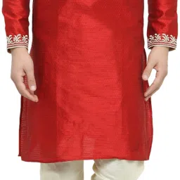 Men Art Silk Kurta Churidar Set-image-26