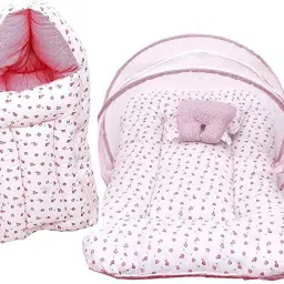 Baby Combo Of Bedding Mattress With Mosquito Net & S Bag(3-6 months) standard crib-image-0