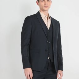 Men Solid Tailored Fit Three Piece Suit Solid Suit-image-68