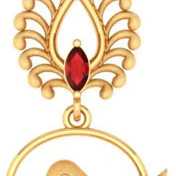 PC Chandra Jewellers Bird with Red Stone 14kt Yellow Gold Pendant-image-63