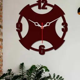 Vintage Decorative Wood Wall Clock In Maroon By VibeCrafts-picture-19