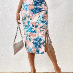 Women Printed Pencil Multicolor Skirt-image-4