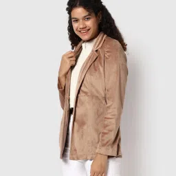 SUEDE Solid Coat For Women-image-8