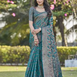 Woven, Self Design Banarasi Organza, Jacquard Saree-image-99