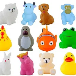 Paruhi 12Pcs Cute Soft Rubber Float Squeeze Sound Baby Bath Play Chuchu Animals Toys Bath Toy-47