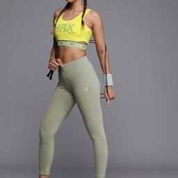 hrx by hrithik roshan Solid Women Dark Green Tights-picture-3