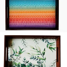 Wooden tray set of 2 with UV print|Serving Tray|Multipurpose Tray|AHS-T1854 Tray-image-98