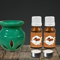 PEEPRESION Green Air Diffuser Burner With 2 Sandalwood Scented Aroma oil (10ml Each) Scented Air Diffuser Uses For Pub Bar, Office, Club, Studio, Conference Hall, Study Table Diffuser-27