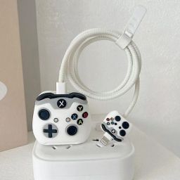 DECRONICS iPhone USB Charger Case Cover For 18-20W 360° Full Protection (GAME PAD WHITE) Cable Protector-image-76