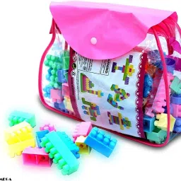 Pink Bag Packing Building Blocks for Kids: Set with 100 Pieces-23