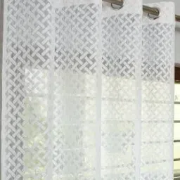 213 cm (7 ft) Net Transparent Door Curtain (Pack Of 2)-image-1