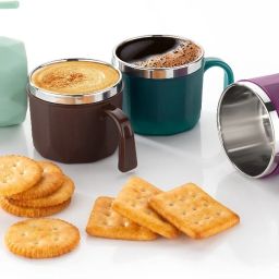 Pack of 4 Stainless Steel Stainless Steel, Plastic Tea Cup Set, Coffee Cup (Multicolour, 100ml, Pack of 4)-image-6