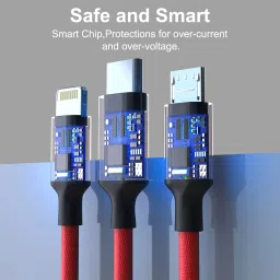 Bestor USB Type C Cable 2 A 1.2 m Multi Charging Cable 4ft 3 in 1 Nylon Braided Multiple Fast for Android, iOS and Devices USB Port Connectors Tablets And More image 2