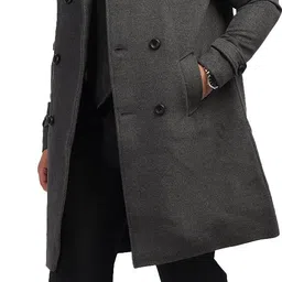 honnete 97% Polyester 3% Acrlyic Solid Coat For Men-picture-32