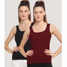 Women Maroon, Black Tank Top/Vest-image-62