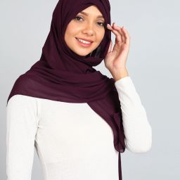 Solid Georgette Women Purple Scarf, Stole, Fancy Scarf-image-37