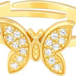 Sterling Silver Golden Butterfly Moments Ring for Women and Girls Sterling Silver Cubic Zirconia Gold Plated Ring-5