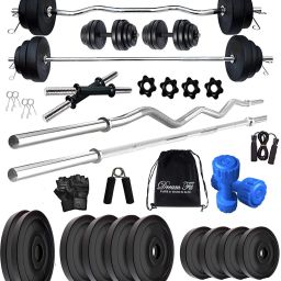 50 kg 50 kg Home gym with 3ft Straight Rod, 3ft Curl Rod, pair of 2 kg pvc Dumbbells Home Gym Combo-32
