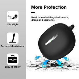 Sounce Case Cover for Boat Airdopes Flex 454 ANC, 360° Protection, Shockproof Design, Scratch Resistant, Silicone Case with Keychain (Front LED Visible) - Black image 3