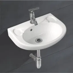 Tabletop Ceramic Bathroom Sink/Basin Vessel Sink For Bathroom & Living Room Ceramic Wall Hung/ Wall Mounted Premium Ceramic Wash Basin/Vessel Sink Slim Rim for Bathroom 18 x14 Inch White Wall Hung Basin-image-43