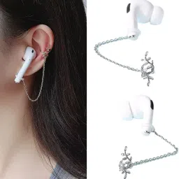 2Pcs Ear Hook Wireless Secure Earphone Holder, Earring Clip Pendant for Women Brass Clip-on Earring-image-63