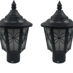 Metal Outdoor Main Gate Light Lamp Waterproof, Matt Black with Glass Shade (Pack of 2) (Without Bulb) Gate Light Outdoor Lamp-9