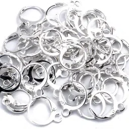 20Pcs Silver Color Round Earring Hooks/Lever back Earwire, Brass Earrings Making-image-20