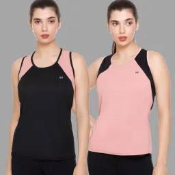 Pack of 2 Women Colorblock Round Neck Polyester Multicolor T-Shirt-image-58
