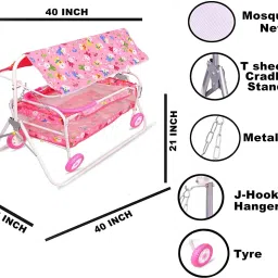rudra creations TRENDING Cradle Mosquito Net Jhula Palna Stroller Infant & Toddler Beds Born Stroller image 5
