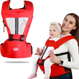 Baby Carrier Newborn to Toddler with Hip Seat Kangaroo Bag Sling - Red Baby Carrier-image-54