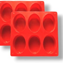 6 Cavity/Slots Oval shaped Silicone Mould For Ice Tray, Soap, Cake, & Candle Red Silicone Ice Cube Tray-image-40