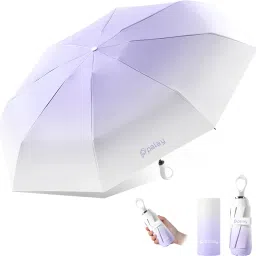 Compact Auto Open UPF50 UV Protection Umbrella Windproof Sun Rain Travel Purple Umbrella-image-37
