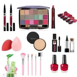 eyeshadow with eyeliner mascara kajal lipstick compact lip balm & makeup brush-image-27