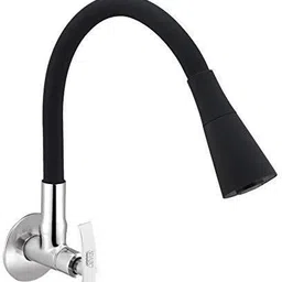spazio Pulse Flexo SmartBuy Flexible Sink Faucet - Flxo Play (with 360 Degree Flexible Silicon Hose & Dual Flow Pattern) Hot/Cold Water Tap With Wall Flange - Black Faucet Nozzle-picture-45