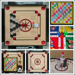CARROM BOARD with Ludo & Snake n Ladder, 24Pcs. Crystal Coins, Powder, Striker 50 cm Carrom Board-picture-16