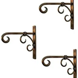 Golden Antique Wall Bracket for Bird Feeders & Houses Planters (Design-1) 7 Shelf Bracket-23