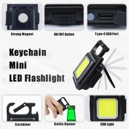 luxurium decor Mini Rechargeable Emergency LED Keychain Light - Portable and Bright 5 hrs Torch Emergency Light image 3