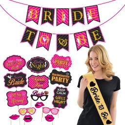 Bachelorette Party Decorations - Banner,Photo Booth with Sash (Pack of 17)-image-7