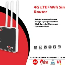 COFE 4G Sim Router with Triple Antenna, Support All GSM Sim with 120m Range Shopphub 4G Router 2.4 GHz 300 Mbps Wifi Speed Single Band External Antenna MiFi (Sim Based) image 5