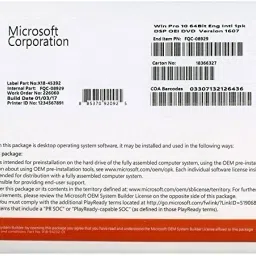 MICROSOFT Windows 10 Pro OEM DVD Pack ( 1 User, Lifetime ) Transferable Edition 64 Bit-9
