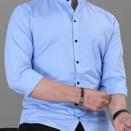 metronaut Men Regular Fit Solid Mandarin Collar Casual Shirt-picture-0