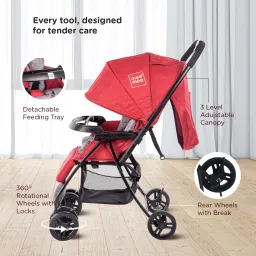 meemee Compact Fold, Adjustable Canopy, Reversible Handle, 5-Point Harness Pram image 3