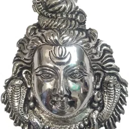 Silver Metal Statue of Shiva Face Wall Sculpture Wall Hanging - Wall Decor Gift Decorative Showpiece-8 cm-image-24
