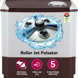 10 kg 5 Star with Roller Jet Pulsator with Soak, Wind Jet Dry and Rat Away, 6.5 Kg (Spin Tub Capacity) Semi Automatic Top Load Maroon, White-10