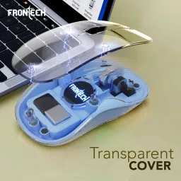 Frontech Transparent Mouse | 4800DPI | Dual Receivers |300mAh Rechargeable Battery| Wireless Ergonomic Optical Mouse with Bluetooth image 3
