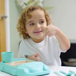 Kids Car Plate Set – Plastic Car-Shaped Plate with Glass Spoon & Fork - plastic-14