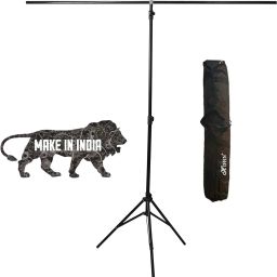 Hiffin hf T-Shape 9x6 Ft. Backdrop Stand ,6ft Wide 9ft Tall Adjustable Background Support System Kit Heavy Duty Thicken Photo Backdrop Stand for Parties Birthday Photographic Studio Video (T-Shape Background Kit) Tripod Kit-image-0
